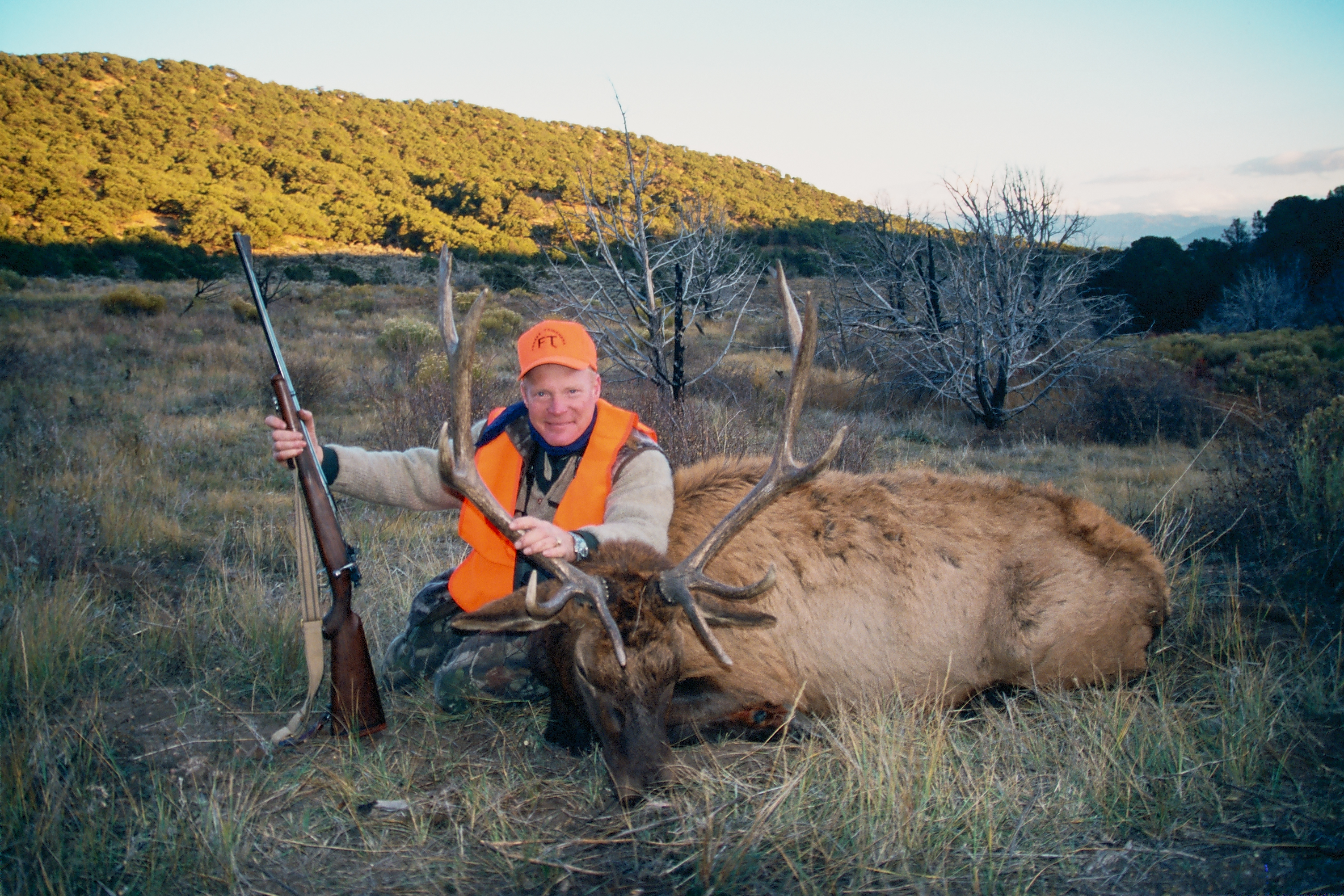 Until the 1940s the aperture was the precision hunting sight. Boddington used a 1930s .30-06 Springfield by RF Sedgely to take this Colorado bull, one shot at about 125 yards.